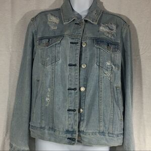 Pacsun distressed blue Jean jacket Small cotton distressed